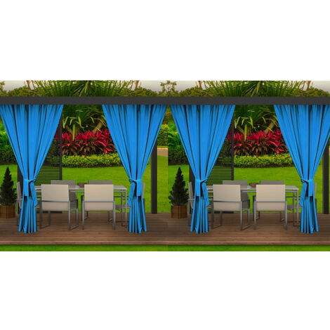 Rideaux d'extérieur pour terrasse 4x155x200cm Bleu- Rideau pour Pergola Imperméable  Rideau Exterieur pour Terrasse Rideau Pare-Soleil pour Balcon