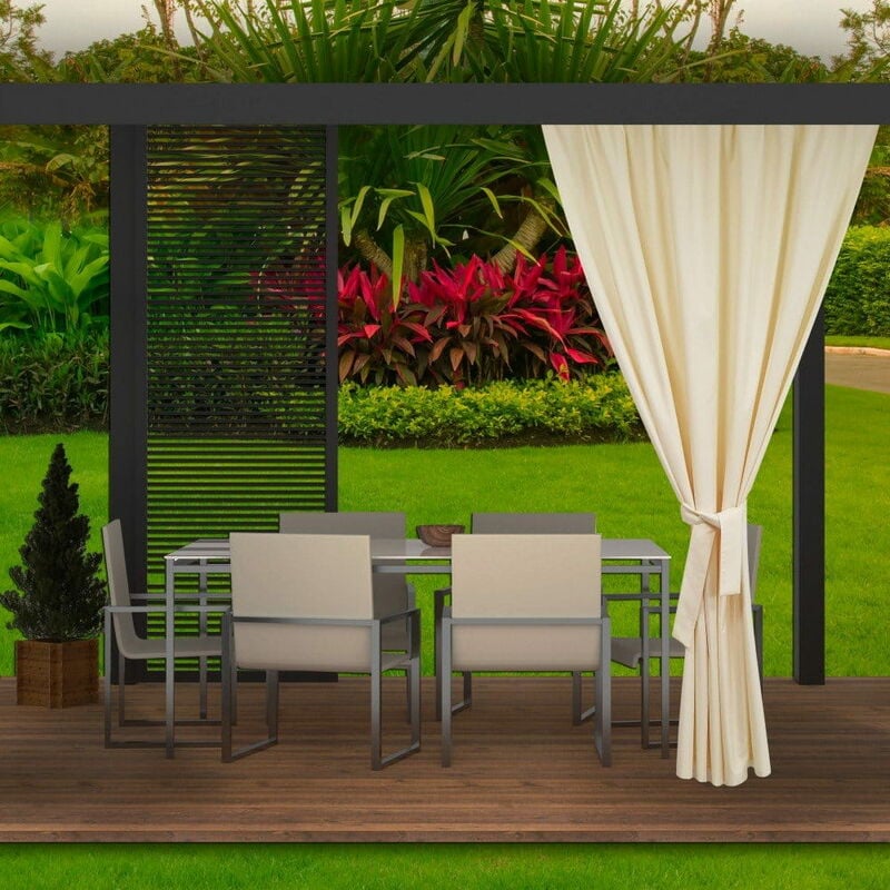 Setgarden - Rideaux D'extérieur 155x200cm Beige Rideau pour Pergola Imperméable Rideau Exterieur pour Terrasse Rideau Pare-Soleil pour Balcon