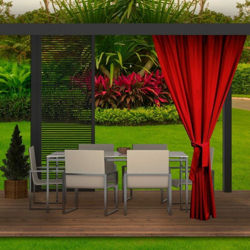 Rideaux D'extérieur 155x200cm Rouge Rideau pour Pergola Imperméable Rideau Exterieur pour Terrasse Rideau Pare-Soleil pour Balcon
