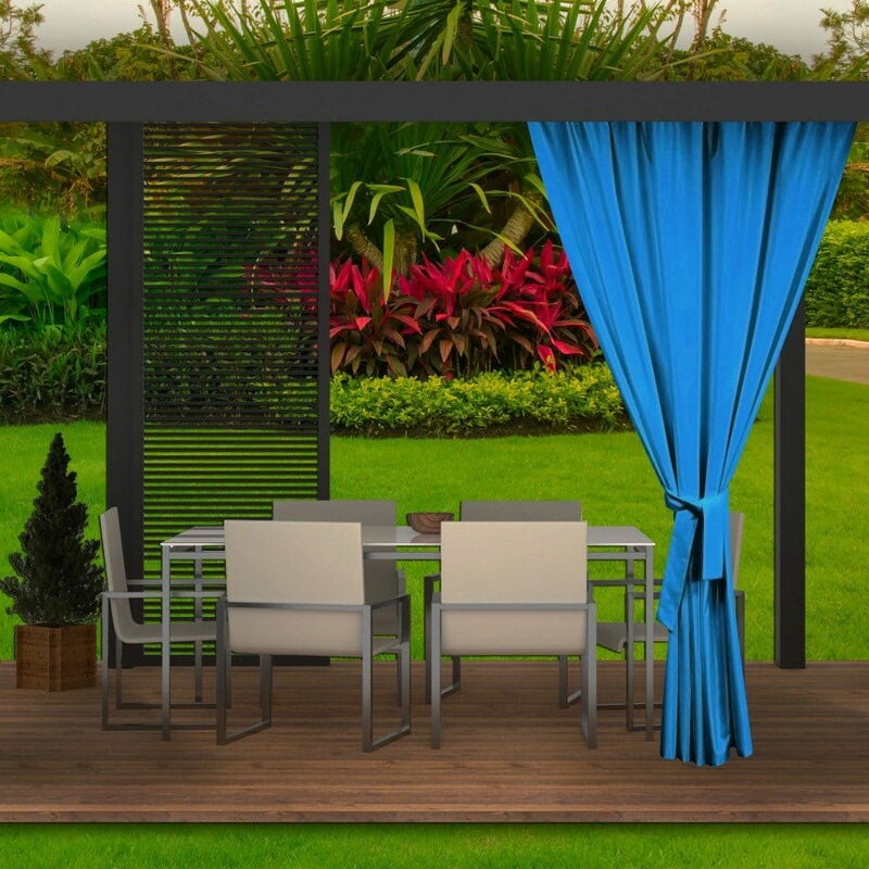 Setgarden - Rideaux D'extérieur 155x220cm Bleu Rideau pour Pergola Imperméable Rideau Exterieur pour Terrasse Rideau Pare-Soleil pour Balcon