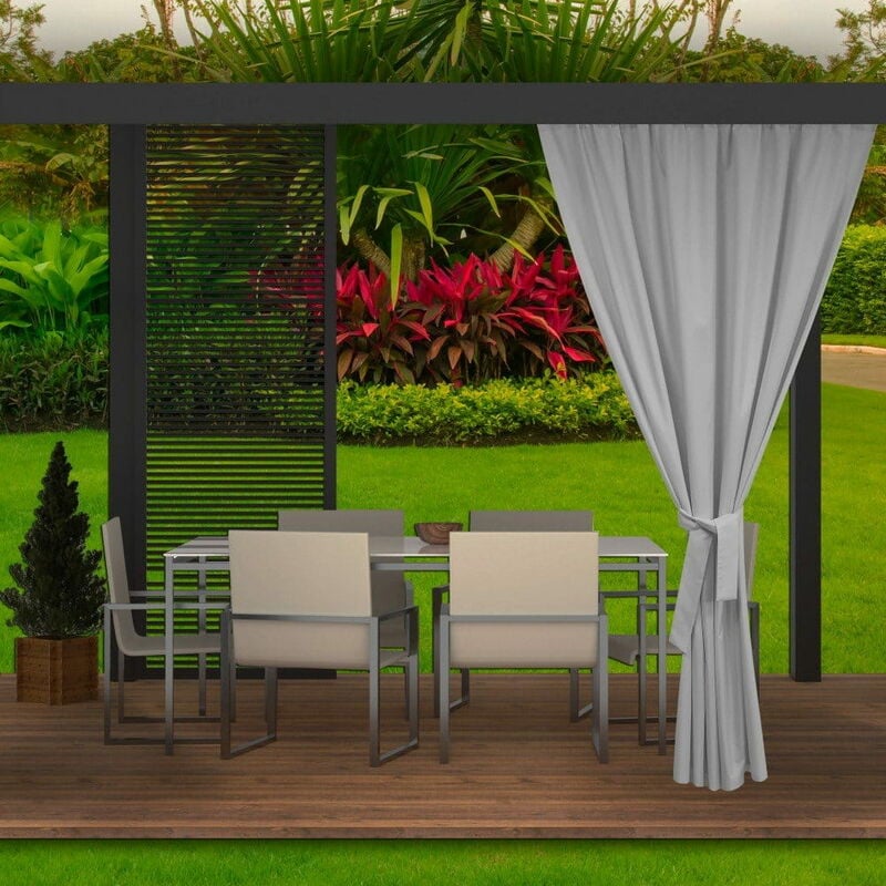 Rideaux D'extérieur 155x220cm Gris Rideau pour Pergola Imperméable Rideau Exterieur pour Terrasse Rideau Pare-Soleil pour Balcon