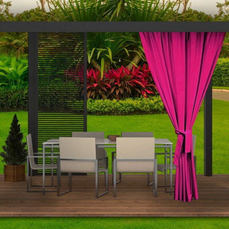 Rideaux D'extérieur 155x220cm Rose Rideau pour Pergola Imperméable Rideau Exterieur pour Terrasse Rideau Pare-Soleil pour Balcon