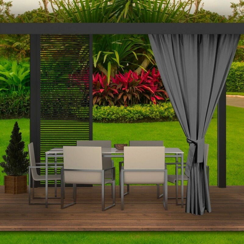 Setgarden - Rideaux D'extérieur 155x220cm Anthracite Rideau pour Pergola Imperméable Rideau Exterieur pour Terrasse Rideau Pare-Soleil pour Balcon