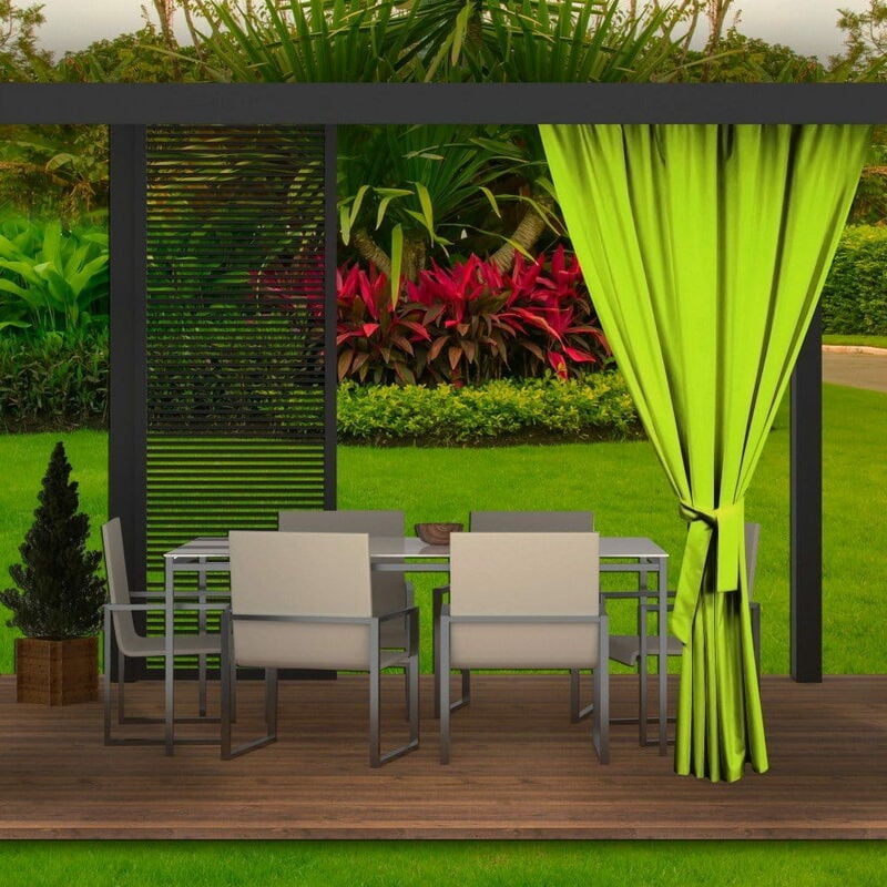 Rideaux D'extérieur 155x220cm Chaux Rideau pour Pergola Imperméable Rideau Exterieur pour Terrasse Rideau Pare-Soleil pour Balcon
