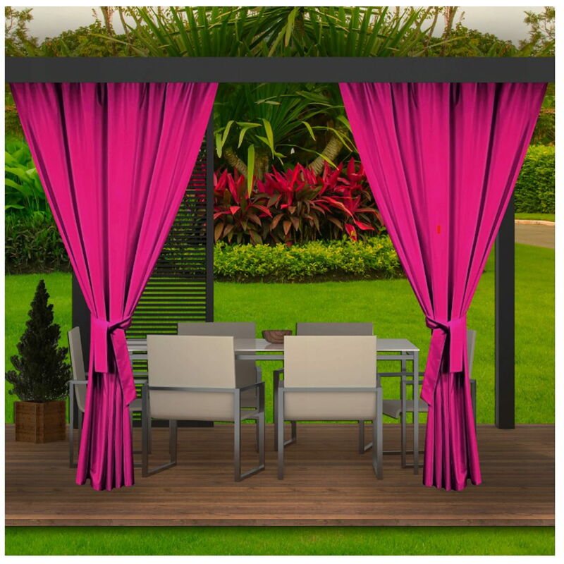 Setgarden - Rideaux d'extérieur pour pergola 2x 155x200cm Rose Rideau pour Pergola Imperméable Rideau Exterieur pour Pare-Soleil pour Balcon