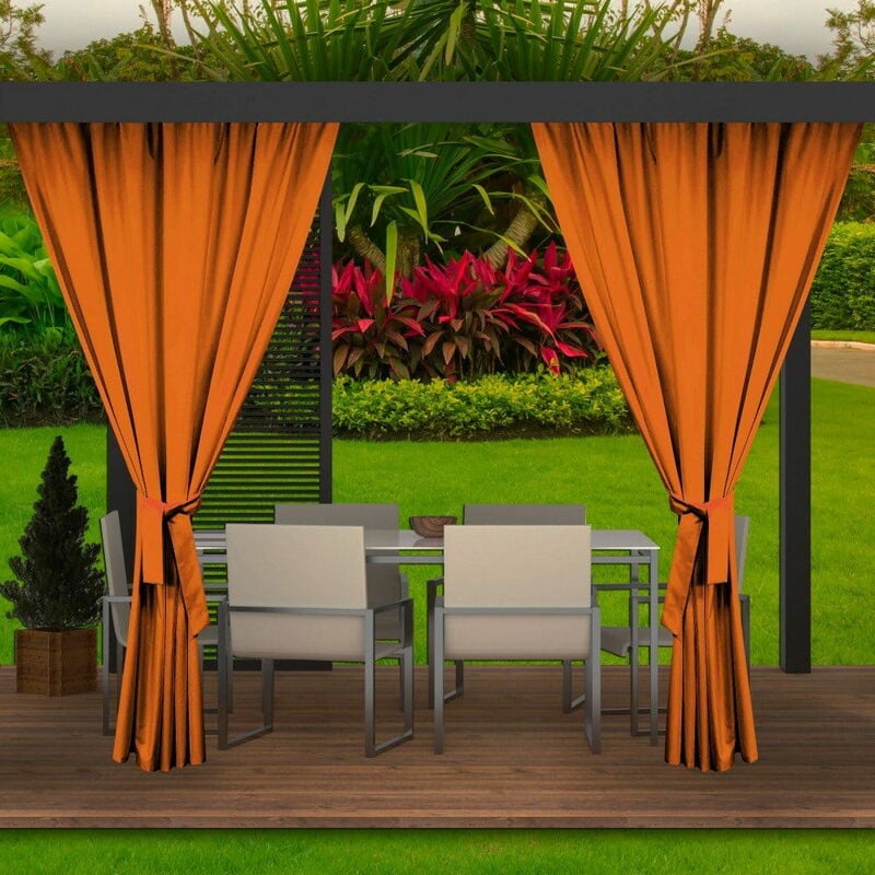 Rideaux d'extérieur pour pergola 2x 155x200cm Orange Rideau pour Pergola Imperméable Rideau Exterieur pour Pare-Soleil pour Balcon