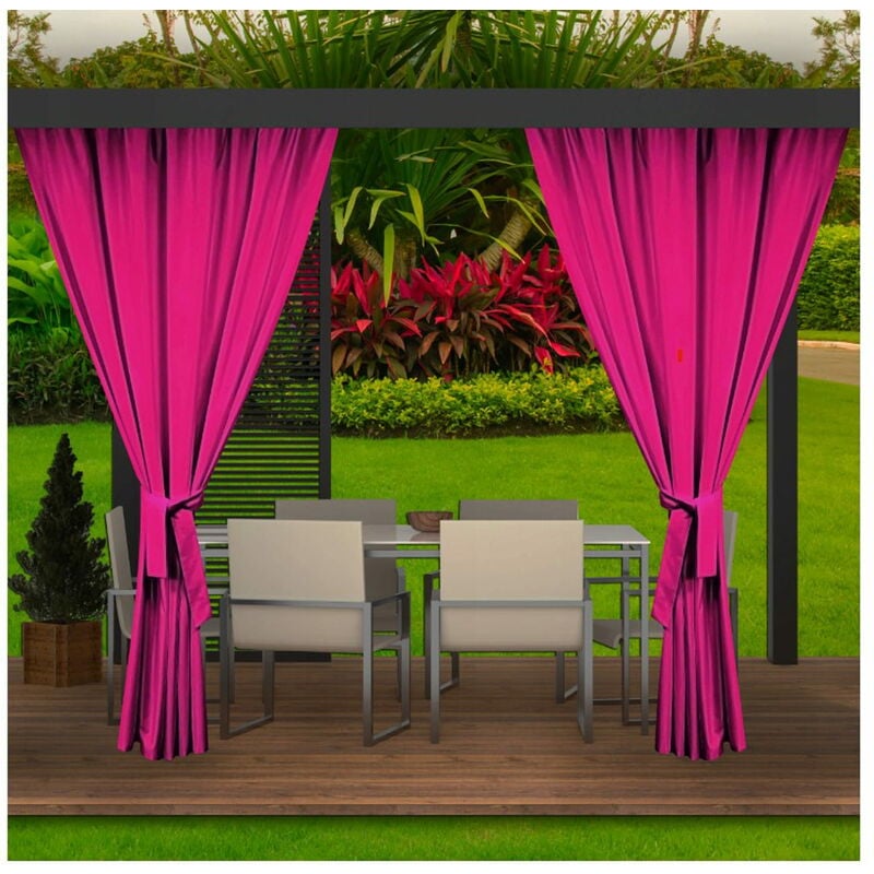 Rideaux D'extérieur pour Balcon 2x155x220cm Rose Rideau pour Pergola Imperméable Rideau Exterieur pour Terrasse Rideau Pare-Soleil pour Balcon