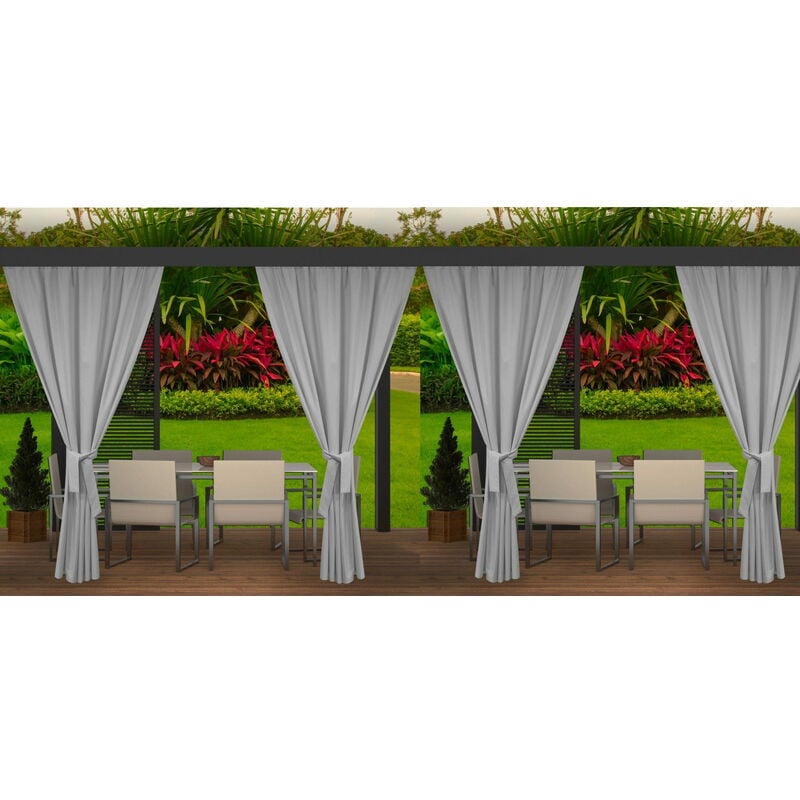 Rideaux D'extérieur 4x155x220cm Gris Rideau pour Pergola Imperméable Rideau Exterieur pour Terrasse Rideau Pare-Soleil pour Balcon