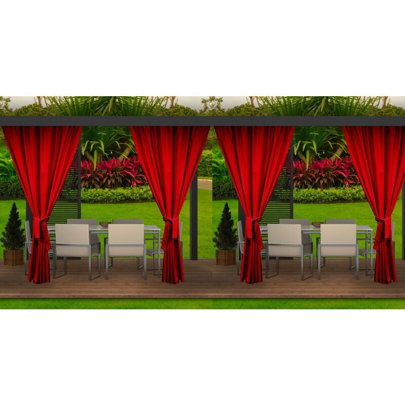 Setgarden - Rideaux D'extérieur 4x155x220cm Rouge Rideau pour Pergola Imperméable Rideau Exterieur pour Terrasse Rideau Pare-Soleil pour Balcon