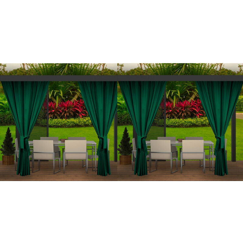 Setgarden - Rideaux D'extérieur Vert Rideau 4x155x240cm Rideau pour Pergola Imperméable Rideau Exterieur pour Terrasse Rideau Pare-Soleil pour Balcon