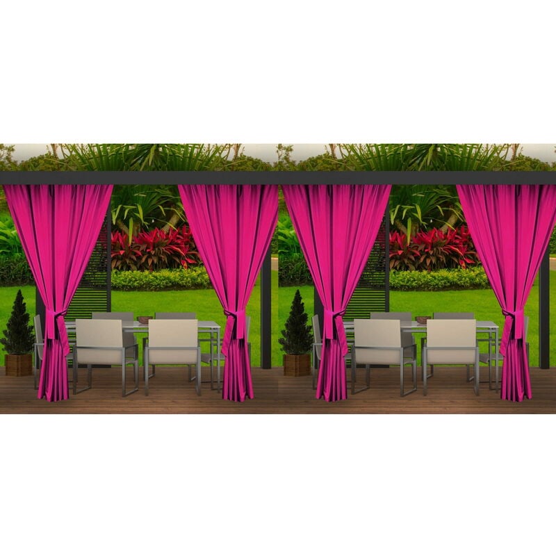 Setgarden - Rideaux d'extérieur pour terrasse 4x155x200cm Rose- Rideau pour Pergola Imperméable Rideau Exterieur pour Terrasse Rideau Pare-Soleil