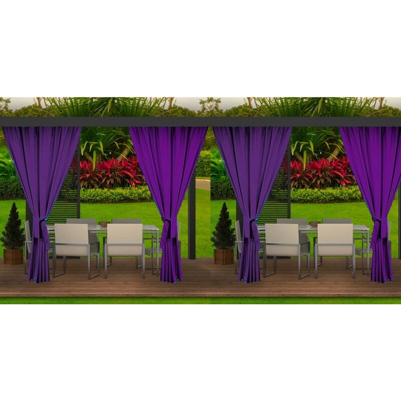 Setgarden - Rideaux d'extérieur pour terrasse 4x155x200cm Violet- Rideau pour Pergola Imperméable Rideau Exterieur pour Terrasse Rideau Pare-Soleil
