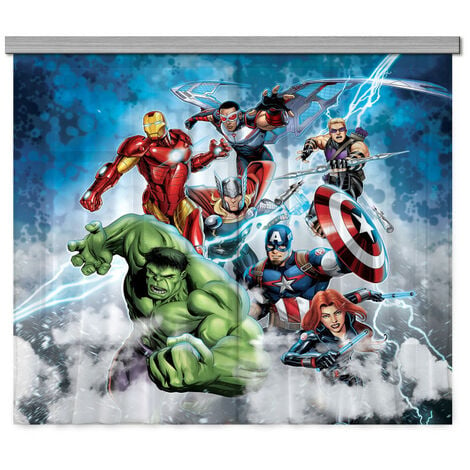 Rideaux Disney Marvel Avengers a l'attaque 2 pièces - L180 cm x H 160cm