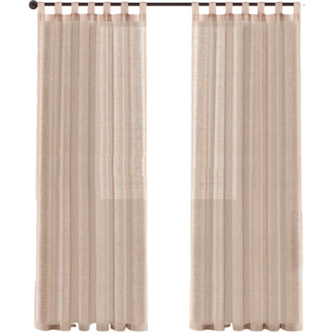 Rideaux en lin naturel, rideaux semi-transparents à pattes longues, rideaux élégants et décontractés, rideaux texturés en lin