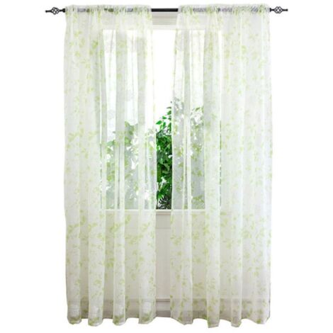 Rideaux en Voile à Poche pour Tringle à Motif Floral - Longs Panneaux pour Fenêtre - Décoration pour Séjour, Chambre, Cuisine, Jardin