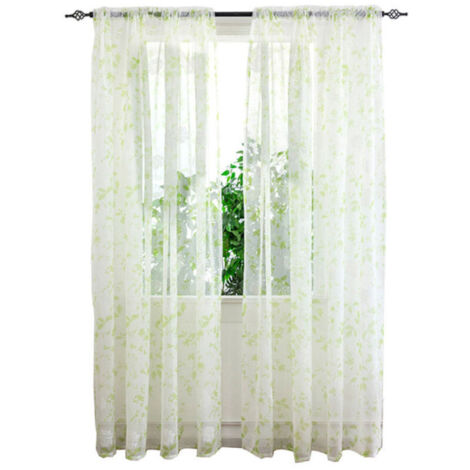 Rideaux en Voile à Poche pour Tringle à Motif Floral - Longs Panneaux pour Fenêtre - Décoration pour Séjour, Chambre, Cuisine, Jardin