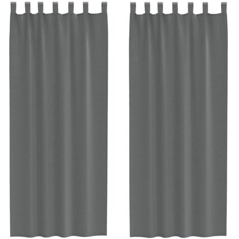 Rideaux en voile avec boucles 2 pcs gris foncé 140x260 cm CFW86247