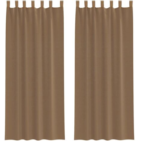 Rideaux en voile avec boucles 2 pcs marron clair 140x260 cm CFW57250