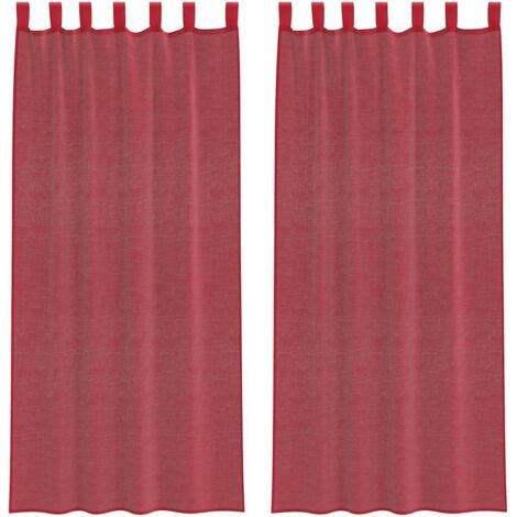 Rideaux en voile avec boucles 2 pcs rouge bordeaux 140x245 cm CFW33155