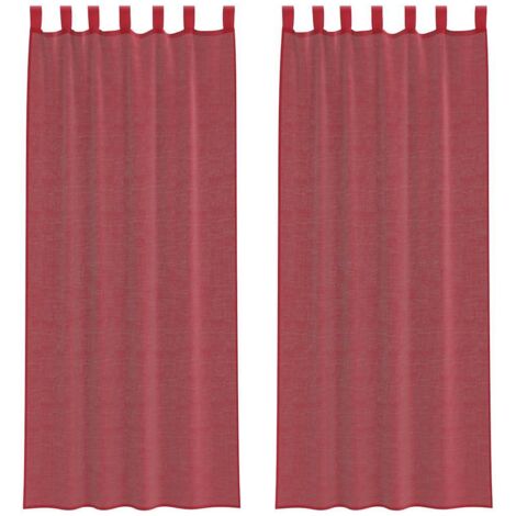 Rideaux en voile avec boucles 2 pcs rouge bordeaux 140x260 cm CFW26944