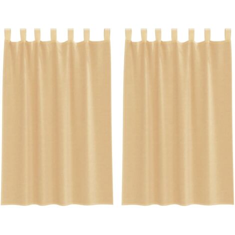 Rideaux en voile avec boucles 2 pcs sable 140x175 cm CFW45654