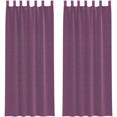 Rideaux en voile avec boucles 2 pcs violet 140x260 cm CFW33634
