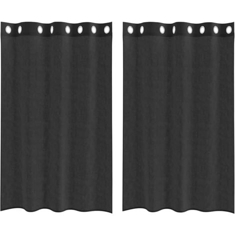 Rideaux en voile avec œillets 2 pcs noir 140x175 cm CFW15015