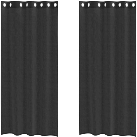 Rideaux en voile avec œillets 2 pcs noir 140x225 cm CFW79643