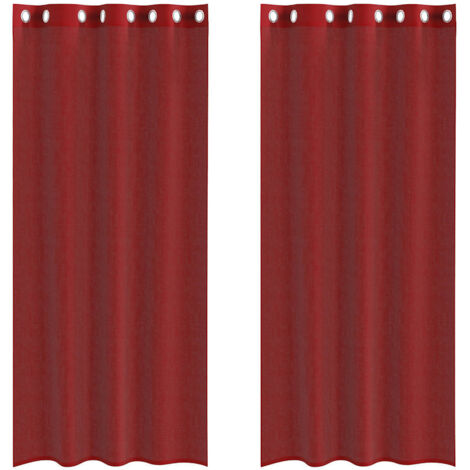 Rideaux en voile avec œillets 2 pcs rouge bordeaux CFW52424