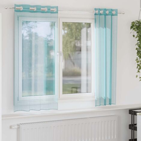 Rideaux en voile avec œillets 2 pcs turquoise vidaXL