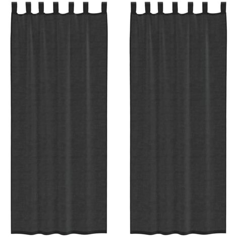 Rideaux en voile avec passants 2 pcs noir CFW27372