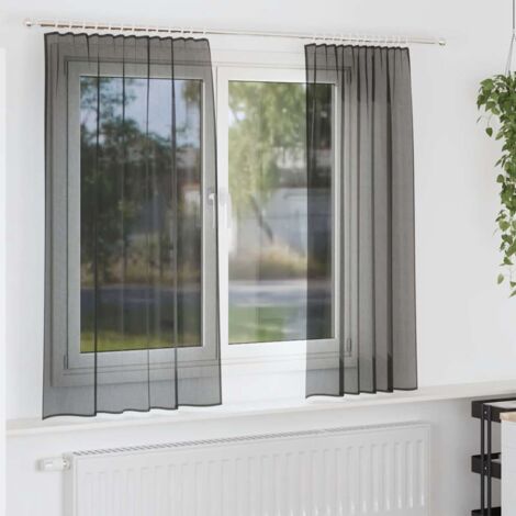 Rideaux en voile avec passe-tringles 2 pcs noir vidaXL