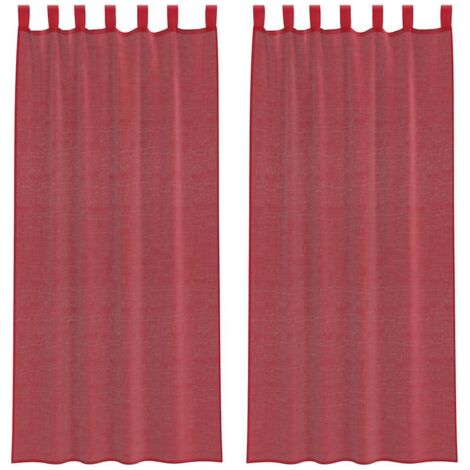 Rideaux en voile avec passe-tringles 2 pcs rouge bordeaux CFW17312