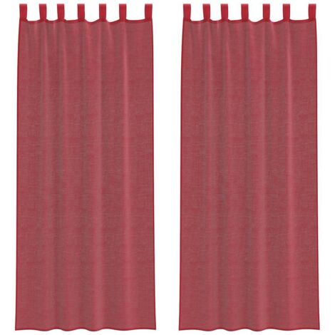 Rideaux en voile avec passe-tringles 2 pcs rouge bordeaux CFW48127