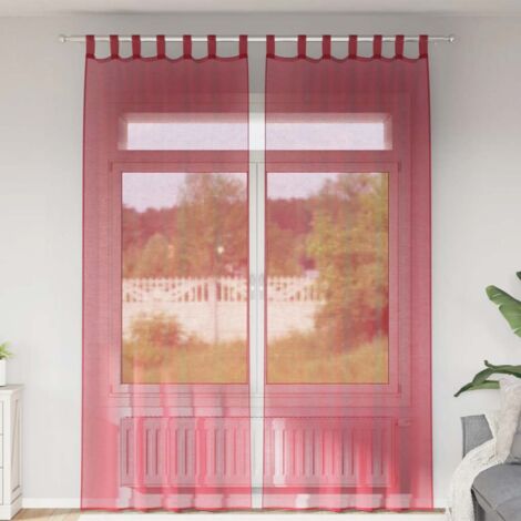 Rideaux en voile avec passe-tringles 2 pcs rouge bordeaux vidaXL