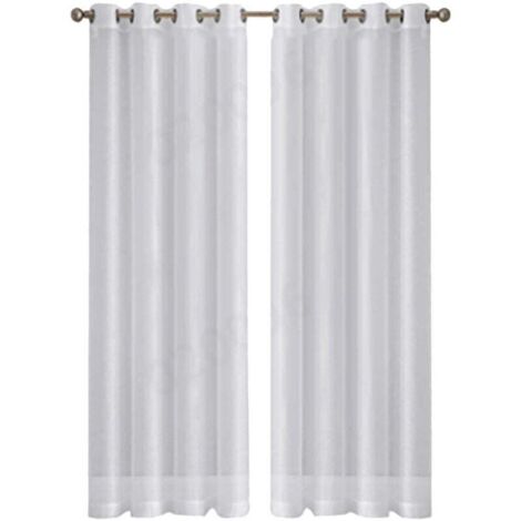 Lot De 2 Rideaux Voile DWCN – Gris, Aspect Lin, Semi-transparents – 140x245 Cm