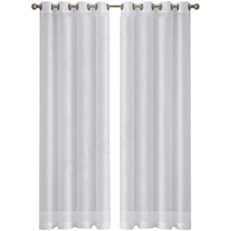 Rideaux en Voile Blanc "Leott" - Aspect Lin Semi-Transparent - Lot de 2 Panneaux 54x84 Pouces (137x213cm) - pour Séjour ou Salle à Manger