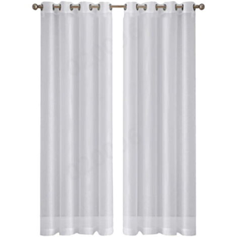 Rideaux en Voile Blanc "Leott" - Aspect Lin Semi-Transparent - Lot de 2 Panneaux 54x84 Pouces (137x213cm) - pour Séjour ou Salle à Manger