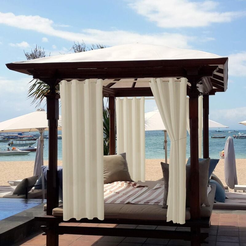 Komiro - Rideaux extérieurs jardin patio gazebo rideaux occultants coupe-vent protection uv et anti-moisissure, rideaux isolants avec boutonnières,