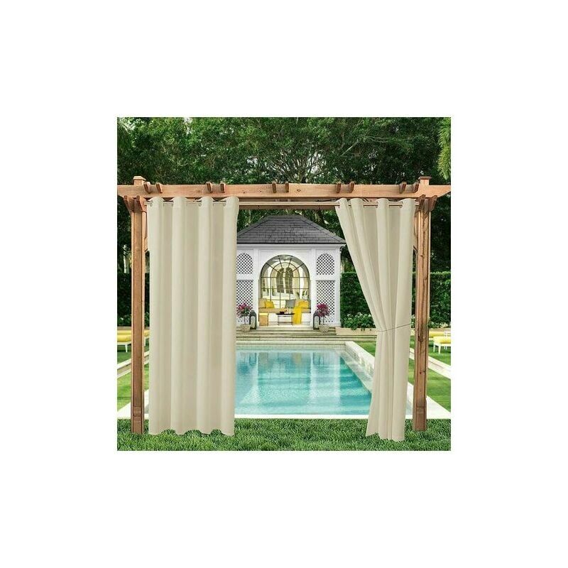 Rideaux extérieurs jardin patio gazebo rideaux occultants coupe-vent protection uv et anti-moisissure, rideaux isolants thermiques avec boutonnières,