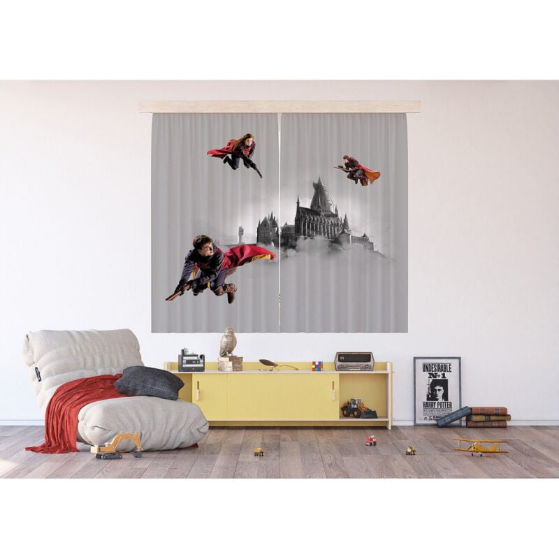 Rideaux Harry Potter Quidditch 3 personnages - 2 pièces - L180 cm x H 160cm