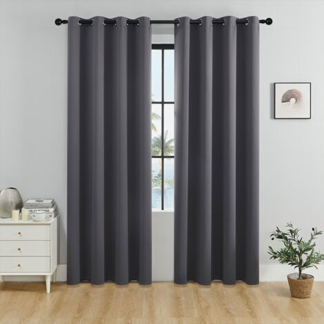 Rideaux isolants thermiques occultants en deux parties pour salon et chambre à coucher gris 132 cm x 160 cm