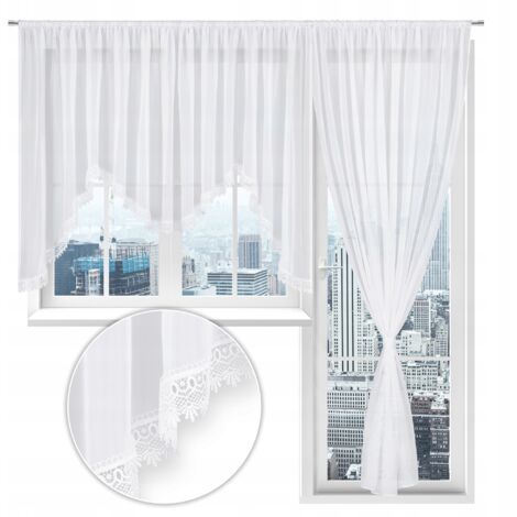 Rideaux M-ka pour fenêtre et balcon, guipure, pour salon et chambre, 400x145 et 200x250