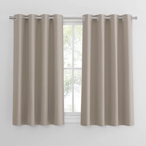 AMRINUGL Rideaux Occultant - Rideau Thermique Petit Unicolore Draperies à Oeillets Lumineux Bloquer Decoration Chambre Maison Cuisine, 132 cm sur 160 cm, blanc cassé, 2 Pièces