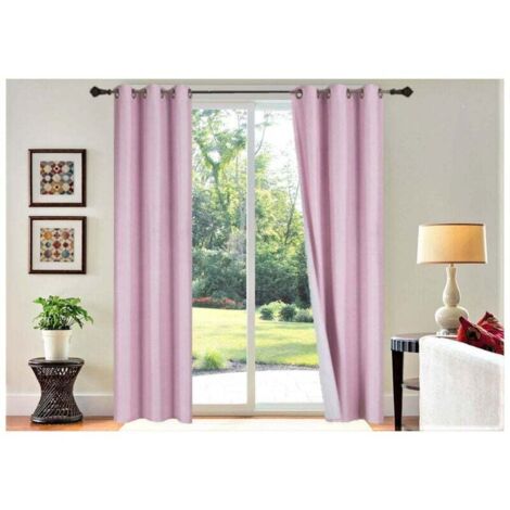 Rideaux Occultants 100% Obscurcissants - Lot de 2 Panneaux 84" (213cm) Longs - Rose Clair - à Oeillets - Décor Chambre