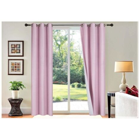 Rideaux Occultants 100% Obscurcissants - Lot de 2 Panneaux 84" (213cm) Longs - Rose Clair - à Oeillets - Décor Chambre