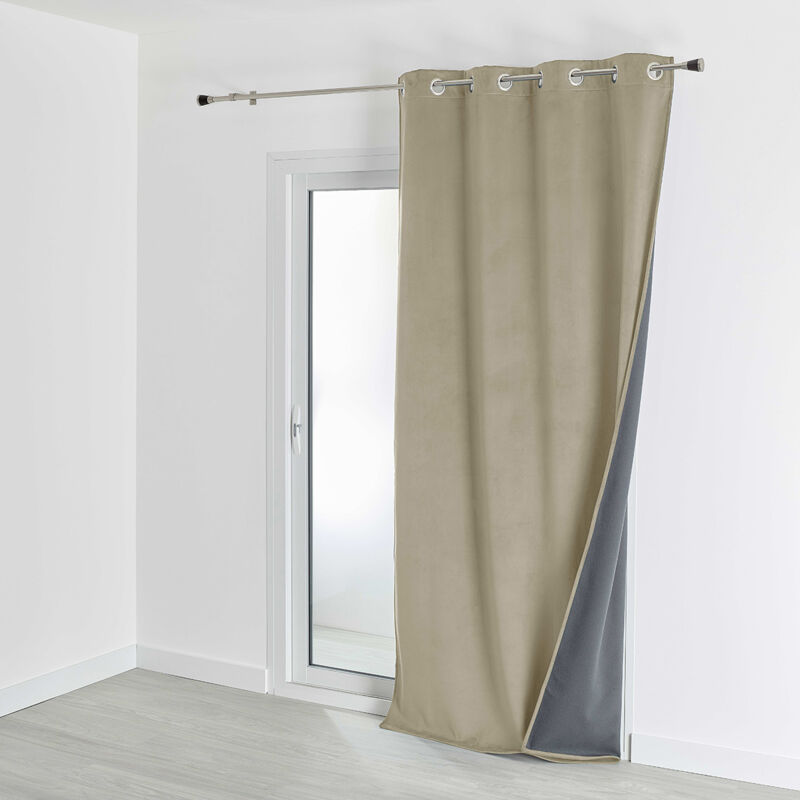 Rideau isolant et occultant en velours doublé polaire Beige 135x280 cm