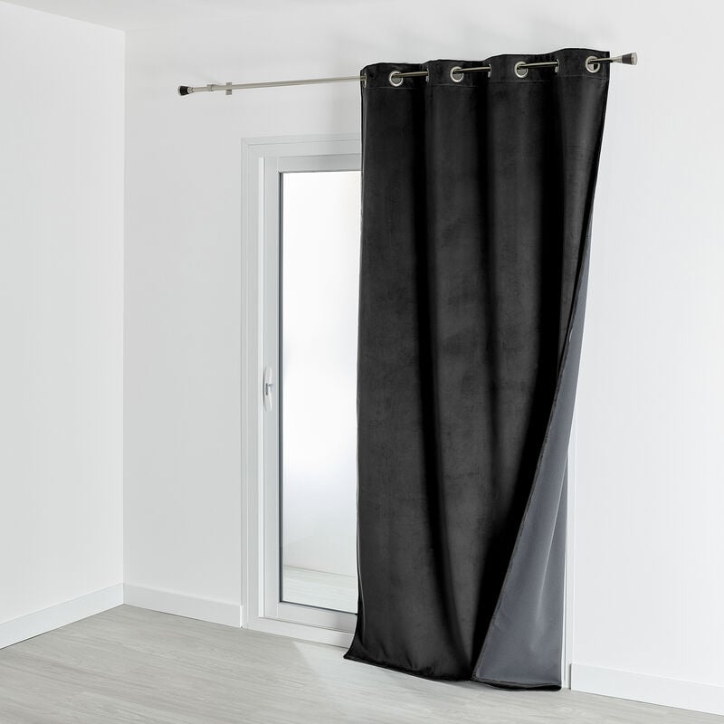 Rideau isolant et occultant en velours doublé polaire Noir 135x280 cm