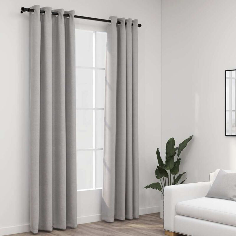 Vidaxl - Rideaux occultants Aspect lin avec œillets 2 pcs Gris 140x225cm