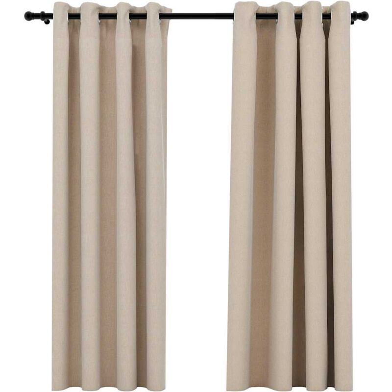 Vidaxl - Rideaux occultants aspect lin avec œillets 2pcs beige 140x175cm
